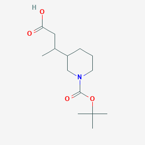 molecular formula C14H25NO4 B1469753 3-{1-[(Tert-butoxy)carbonyl]piperidin-3-yl}butanoic acid CAS No. 1334493-47-8