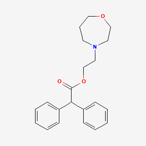 molecular formula C21H25NO3 B14697625 Benzeneacetic acid, alpha-phenyl-, 2-(tetrahydro-1,4-oxazepin-4(5H)-yl)ethyl ester CAS No. 23202-22-4