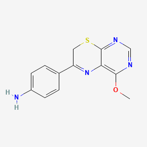 molecular formula C13H12N4OS B14697663 7H-Pyrimido(4,5-b)(1,4)thiazine, 6-(p-aminophenyl)-4-methoxy- CAS No. 21576-25-0