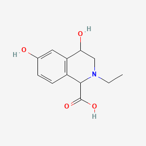 molecular formula C12H15NO4 B14697665 1-Isoquinolinecarboxylic acid, 1,2,3,4-tetrahydro-4,6-dihydroxy-2-ethyl- CAS No. 23824-36-4