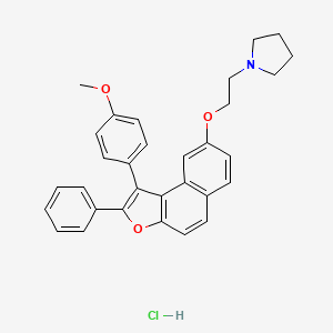 Pyrrolidine, 1-(2-((1-(p-methoxyphenyl)-2-phenylnaphtho(2,1-b)furan-8-yl)oxy)ethyl)-, hydrochloride