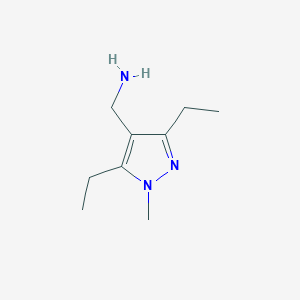 molecular formula C9H17N3 B1469792 (3,5-ジエチル-1-メチル-1H-ピラゾール-4-イル)メタンアミン CAS No. 1423033-71-9