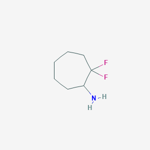 molecular formula C7H13F2N B1469793 2,2-二氟环庚-1-胺 CAS No. 1427379-26-7