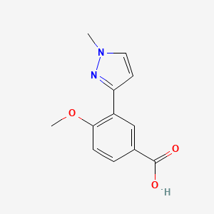 molecular formula C12H12N2O3 B1469795 4-methoxy-3-(1-methyl-1H-pyrazol-3-yl)benzoic acid CAS No. 1427379-47-2