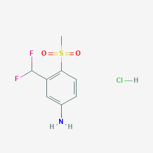 molecular formula C8H10ClF2NO2S B1469796 3-(二氟甲基)-4-甲磺酰苯胺盐酸盐 CAS No. 1432678-69-7