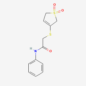 molecular formula C12H13NO3S2 B1469801 2-[(1,1-二氧代-2,5-二氢-1λ⁶-噻吩-3-基)硫代基]-N-苯基乙酰胺 CAS No. 1123204-12-5