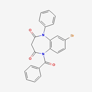 molecular formula C22H15BrN2O3 B14698179 1-Benzoyl-7-bromo-5-phenyl-1H-1,5-benzodiazepine-2,4(3H,5H)-dione CAS No. 24826-57-1