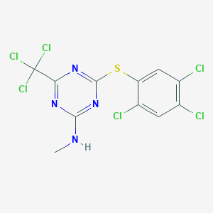 molecular formula C11H6Cl6N4S B14698201 N-methyl-4-(trichloromethyl)-6-(2,4,5-trichlorophenyl)sulfanyl-1,3,5-triazin-2-amine CAS No. 30369-63-2