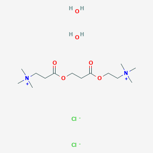 molecular formula C14H34Cl2N2O6 B1469824 三甲基({2-[(3-{[3-(三甲基氮杂鎓基)丙酰基]氧基}丙酰基)氧基]乙基})氮杂鎓二水合二氯化物 CAS No. 1485417-66-0