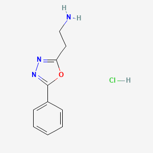 molecular formula C10H12ClN3O B1469828 2-(5-Phenyl-1,3,4-oxadiazol-2-yl)ethan-1-amine hydrochloride CAS No. 1228880-37-2