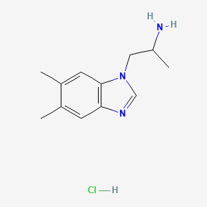 molecular formula C12H18ClN3 B1469829 1-(5,6-dimethyl-1H-1,3-benzodiazol-1-yl)propan-2-amine hydrochloride CAS No. 1384429-46-2