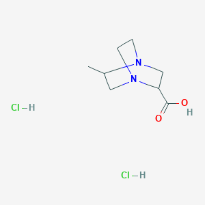molecular formula C8H16Cl2N2O2 B1469840 5-Methyl-1,4-diazabicyclo[2.2.2]octane-2-carboxylic acid dihydrochloride CAS No. 1432678-07-3