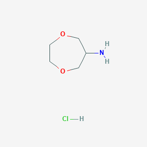 molecular formula C5H12ClNO2 B1469847 1,4-Dioxepan-6-amine hydrochloride CAS No. 1394042-38-6
