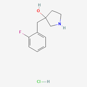 molecular formula C11H15ClFNO B1469852 3-[(2-Fluorophenyl)methyl]pyrrolidin-3-ol hydrochloride CAS No. 1246635-88-0