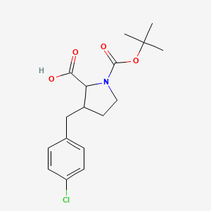 molecular formula C17H22ClNO4 B1469908 1-(tert-Butoxycarbonyl)-3-(4-chlorobenzyl)-2-pyrrolidinecarboxylic acid CAS No. 2197423-34-8