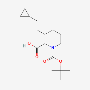 molecular formula C16H27NO4 B1469918 1-(tert-Butoxycarbonyl)-3-(2-cyclopropylethyl)-2-piperidinecarboxylic acid CAS No. 2197409-70-2