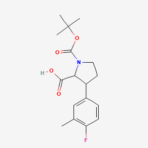 molecular formula C17H22FNO4 B1469920 1-(tert-Butoxycarbonyl)-3-(4-fluoro-3-methylphenyl)-2-pyrrolidinecarboxylic acid CAS No. 2197423-33-7