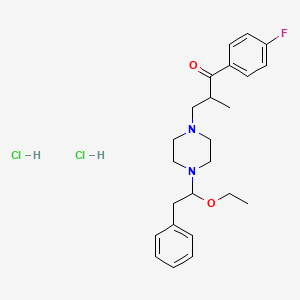 molecular formula C24H33Cl2FN2O2 B14699306 3-(4-(beta-Ethoxyphenethyl)-1-piperazinyl)-4'-fluoro-2-methylpropiophenone dihydrochloride CAS No. 21263-18-3