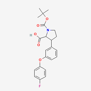 molecular formula C22H24FNO5 B1469939 1-(tert-Butoxycarbonyl)-3-[3-(4-fluorophenoxy)phenyl]-2-pyrrolidinecarboxylic acid CAS No. 2197412-31-8