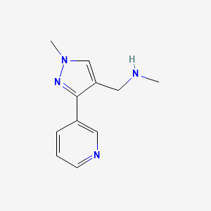 molecular formula C11H14N4 B1469972 N-methyl-1-(1-methyl-3-(pyridin-3-yl)-1H-pyrazol-4-yl)methanamine CAS No. 1483557-91-0