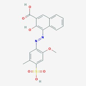 molecular formula C19H16N2O7S B14699813 4-[2-(2-Methoxy-5-methyl-4-sulfophenyl)hydrazinylidene]-3-oxo-3,4-dihydronaphthalene-2-carboxylic acid CAS No. 25310-96-7