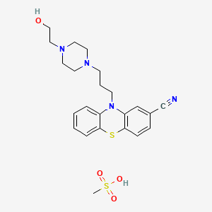 molecular formula C23H30N4O4S2 B14699949 4-[3-(2-Cyano-10-phenothiazinyl)propyl]-1-piperazineethanol bismethanesulfonate CAS No. 21786-11-8