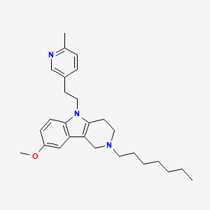 molecular formula C27H37N3O B14699956 1H-Pyrido(4,3-b)indole, 2,3,4,5-tetrahydro-2-heptyl-8-methoxy-5-(2-(6-methyl-3-pyridyl)ethyl)- CAS No. 20771-50-0