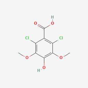 molecular formula C9H8Cl2O5 B14700115 Benzoic acid, 2,6-dichloro-4-hydroxy-3,5-dimethoxy- CAS No. 20624-96-8