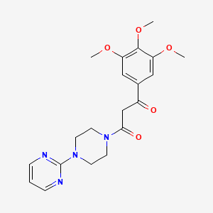 molecular formula C20H24N4O5 B14700350 Piperazine, 1-(2-pyrimidinyl)-4-((3,4,5-trimethoxybenzoyl)acetyl)- CAS No. 23776-35-4