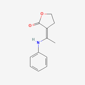 molecular formula C12H13NO2 B14700353 (3Z)-3-(1-anilinoethylidene)oxolan-2-one 