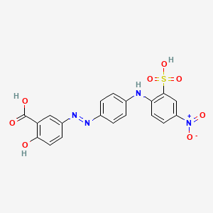 molecular formula C19H14N4O8S B14700467 Benzoic acid, 2-hydroxy-5-((4-((4-nitro-2-sulfophenyl)amino)phenyl)azo)- CAS No. 21268-97-3