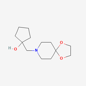 molecular formula C13H23NO3 B1470050 1-({1,4-二氧杂-8-氮杂螺[4.5]癸环-8-基}甲基)环戊-1-醇 CAS No. 1514132-45-6