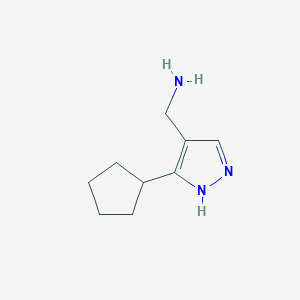 molecular formula C9H15N3 B1470114 (5-环戊基-1H-吡唑-4-基)甲胺 CAS No. 1502673-04-2