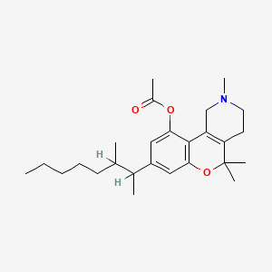 5H-(1)Benzopyrano(4,3-c)pyridine, 1,2,3,4-tetrahydro-5,5-dimethyl-8-(1,2-dimethylheptyl)-10-hydroxy-2-methyl-, acetate (ester)