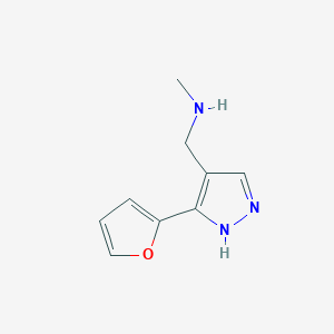 molecular formula C9H11N3O B1470136 1-(3-(furan-2-yl)-1H-pyrazol-4-yl)-N-methylmethanamine CAS No. 1522000-15-2