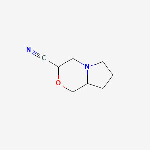 molecular formula C8H12N2O B1470155 hexahydro-1H-pyrrolo[2,1-c]morpholine-3-carbonitrile CAS No. 1423025-07-3