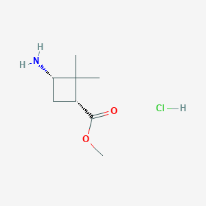 molecular formula C8H16ClNO2 B1470158 cis-Methyl 3-amino-2,2-dimethylcyclobutanecarboxylate hydrochloride CAS No. 1392804-16-8