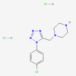 molecular formula C12H17Cl3N6 B1470170 1-{[1-(4-chlorophenyl)-1H-tetrazol-5-yl]methyl}piperazine dihydrochloride CAS No. 1351632-73-9