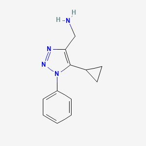 molecular formula C12H14N4 B1470193 (5-ciclopropil-1-fenil-1H-1,2,3-triazol-4-il)metanamina CAS No. 1267363-46-1