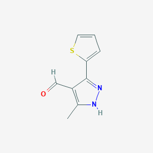 molecular formula C9H8N2OS B1470204 5-methyl-3-(thiophen-2-yl)-1H-pyrazole-4-carbaldehyde CAS No. 1312212-25-1