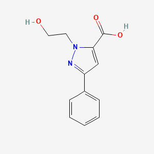 molecular formula C12H12N2O3 B1470219 1-(2-hydroxyethyl)-3-phenyl-1H-pyrazole-5-carboxylic acid CAS No. 1368486-77-4