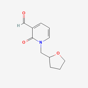 molecular formula C11H13NO3 B1470271 2-Oxo-1-((tetrahydrofuran-2-yl)methyl)-1,2-dihydropyridine-3-carbaldehyde CAS No. 1490919-39-5