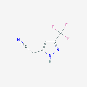 molecular formula C6H4F3N3 B1470283 2-(3-(trifluoromethyl)-1H-pyrazol-5-yl)acetonitrile CAS No. 1361003-56-6