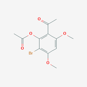 molecular formula C12H13BrO5 B14703191 Ethanone, 1-[2-(acetyloxy)-3-bromo-4,6-dimethoxyphenyl]- CAS No. 18064-90-9