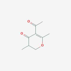 molecular formula C9H12O3 B14703211 5-Acetyl-3,6-dimethyl-2,3-dihydro-4H-pyran-4-one CAS No. 22697-30-9