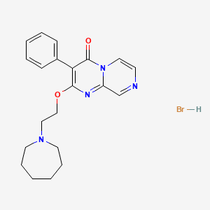 molecular formula C21H25BrN4O2 B14703240 4H-Pyrazino(1,2-a)pyrimidin-4-one, 2-(2-(hexahydro-1H-azepin-1-yl)ethoxy)-3-phenyl-, monohydrobromide CAS No. 21271-28-3