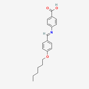 molecular formula C20H23NO3 B14703286 4-[(E)-{[4-(Hexyloxy)phenyl]methylidene}amino]benzoic acid CAS No. 15012-50-7