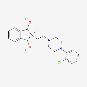 molecular formula C22H27ClN2O2 B14703432 1,3-Indandiol, 2-(2-(4-(o-chlorophenyl)-1-piperazinyl)ethyl)-2-methyl- CAS No. 21569-48-2