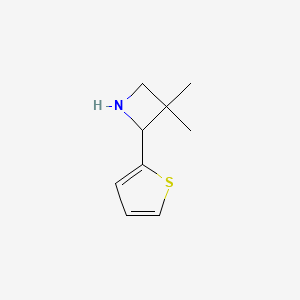 molecular formula C9H13NS B1470348 3,3-Dimethyl-2-(thiophen-2-yl)azetidine CAS No. 1781915-05-6