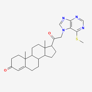 molecular formula C27H34N4O2S B14703699 21-[6-(Methylsulfanyl)-7h-purin-7-yl]pregn-4-ene-3,20-dione CAS No. 21170-28-5